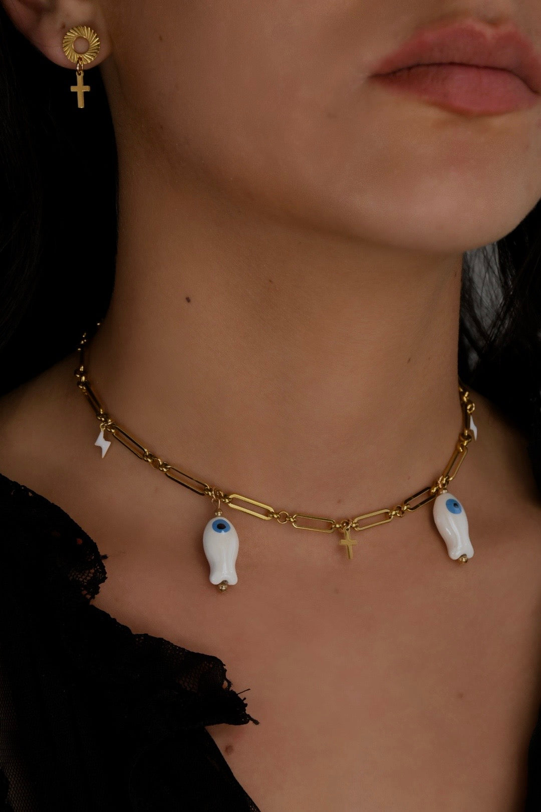 Image bijoux collier poisson blanc et boucle d’oreille de Patricia Jewels Rouen