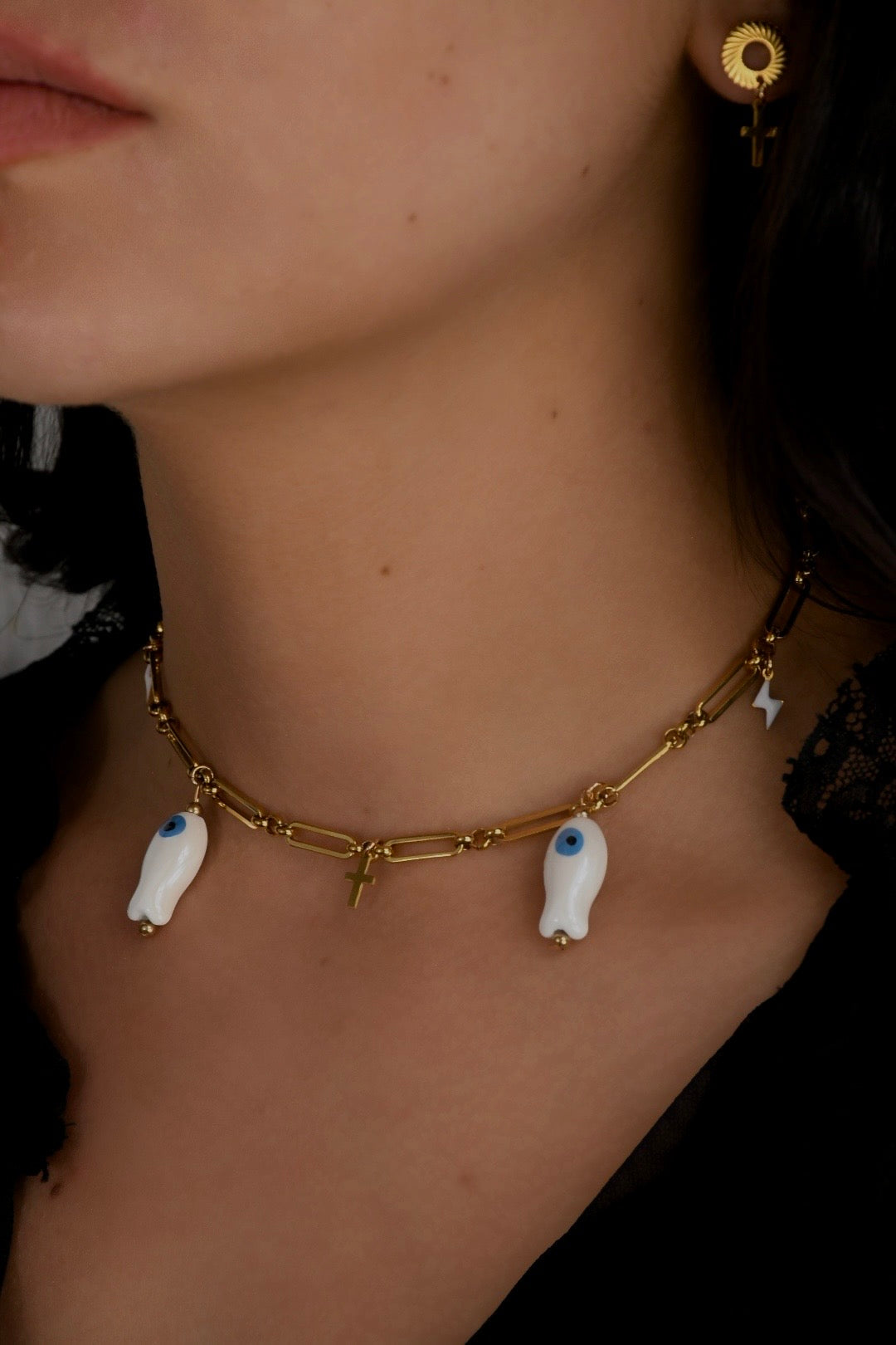 Image bijoux collier poisson blanc et boucle d’oreille de Patricia Jewels Rouen