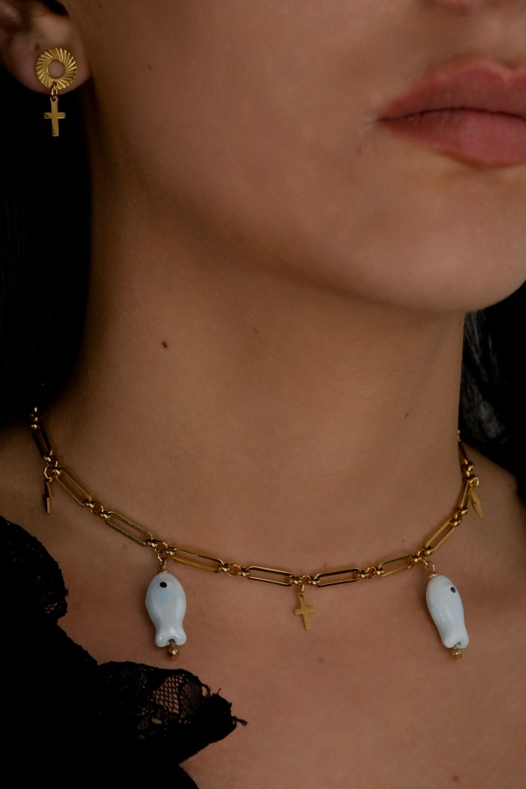 Image bijoux collier poisson bleu et boucle d’oreille de Patricia Jewels Rouen