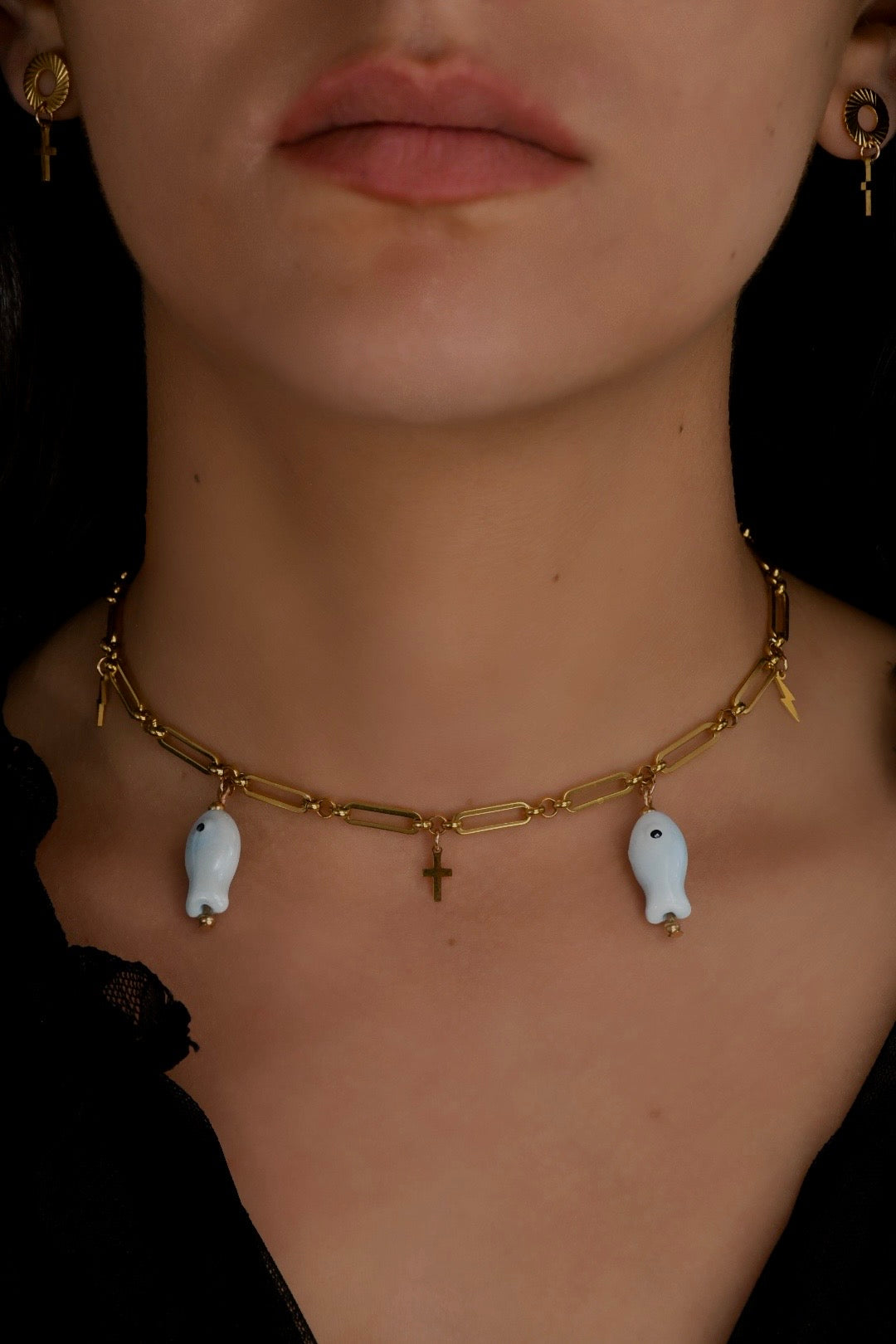 Image bijoux collier poisson bleu et boucle d’oreille de Patricia Jewels Rouen