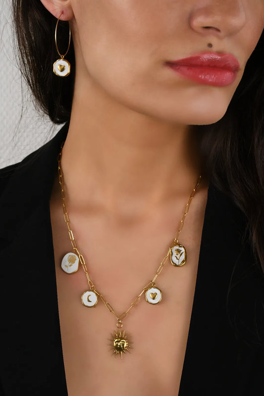 Image bijoux collier Soleil Egyptien avec boucle d'oreille de Patricia Jewels Rouen